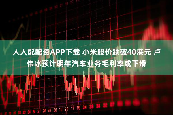 人人配配资APP下载 小米股价跌破40港元 卢伟冰预计明年汽车业务毛利率或下滑